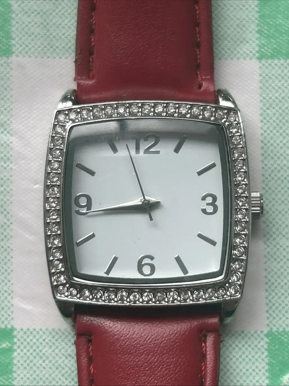 Merona Silver Tone Red Band Women’s Quartz Watch